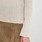 Linen-Blend High-Neck Buttoned Knit Top