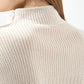 Linen-Blend High-Neck Buttoned Knit Top