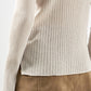 Linen-Blend High-Neck Buttoned Knit Top