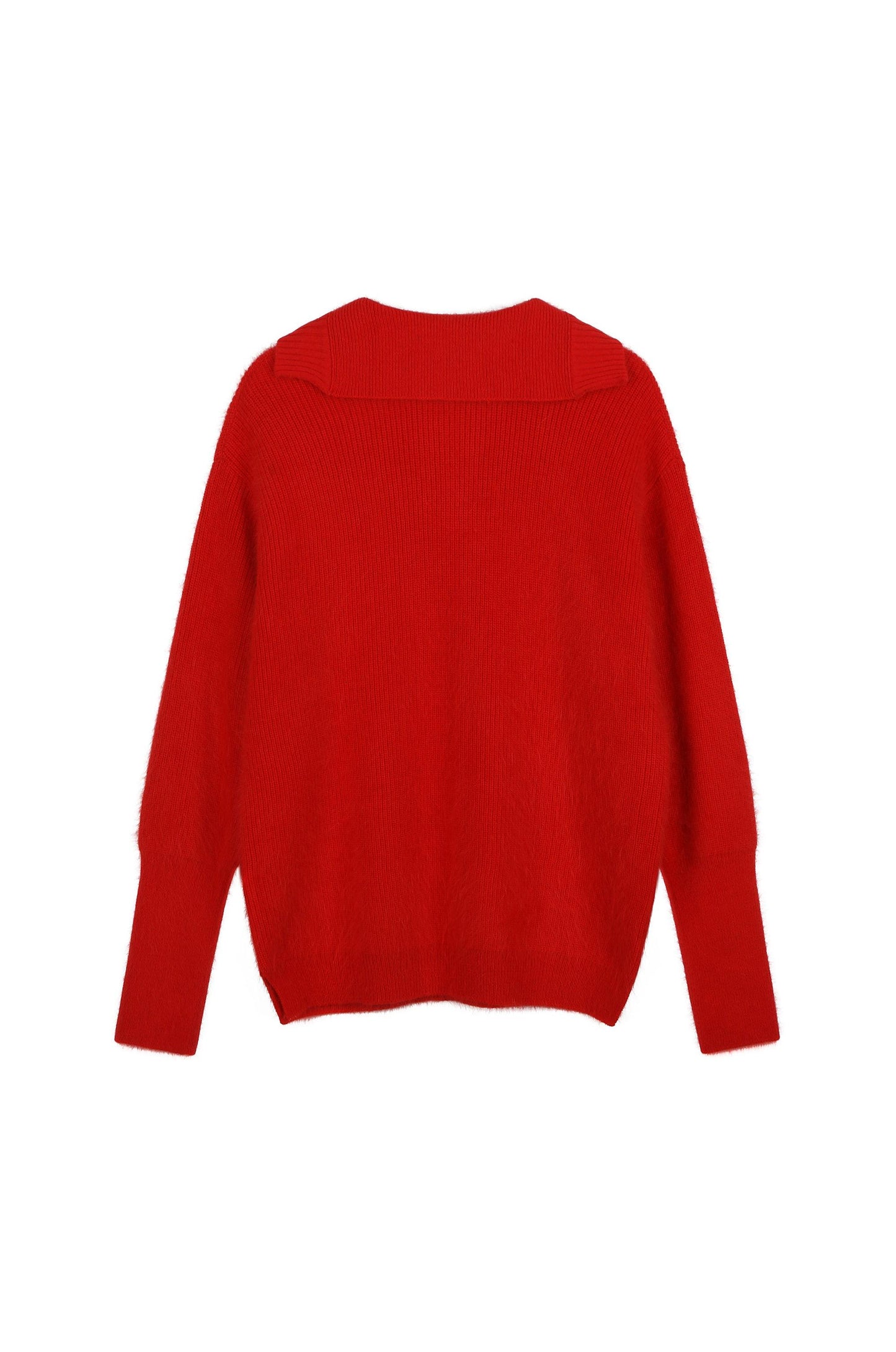Mohair Open-Collar Knit Top