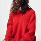 Mohair Open-Collar Knit Top