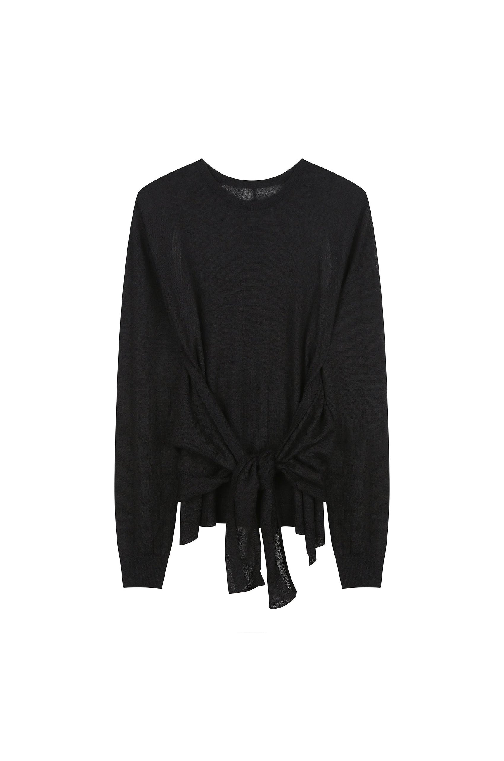 Tied 2-Way Sheer Knit Top