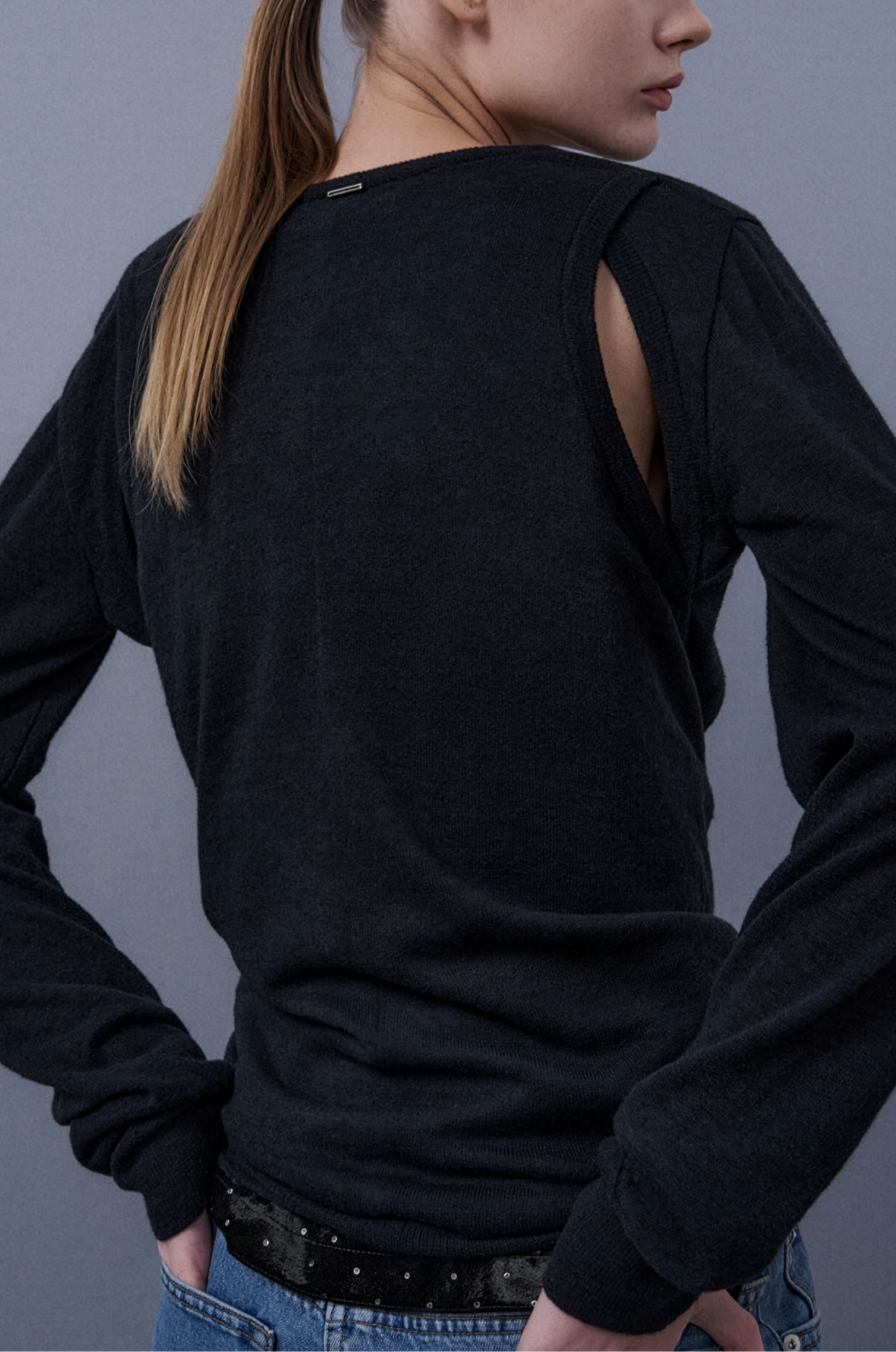 Tied 2-Way Sheer Knit Top