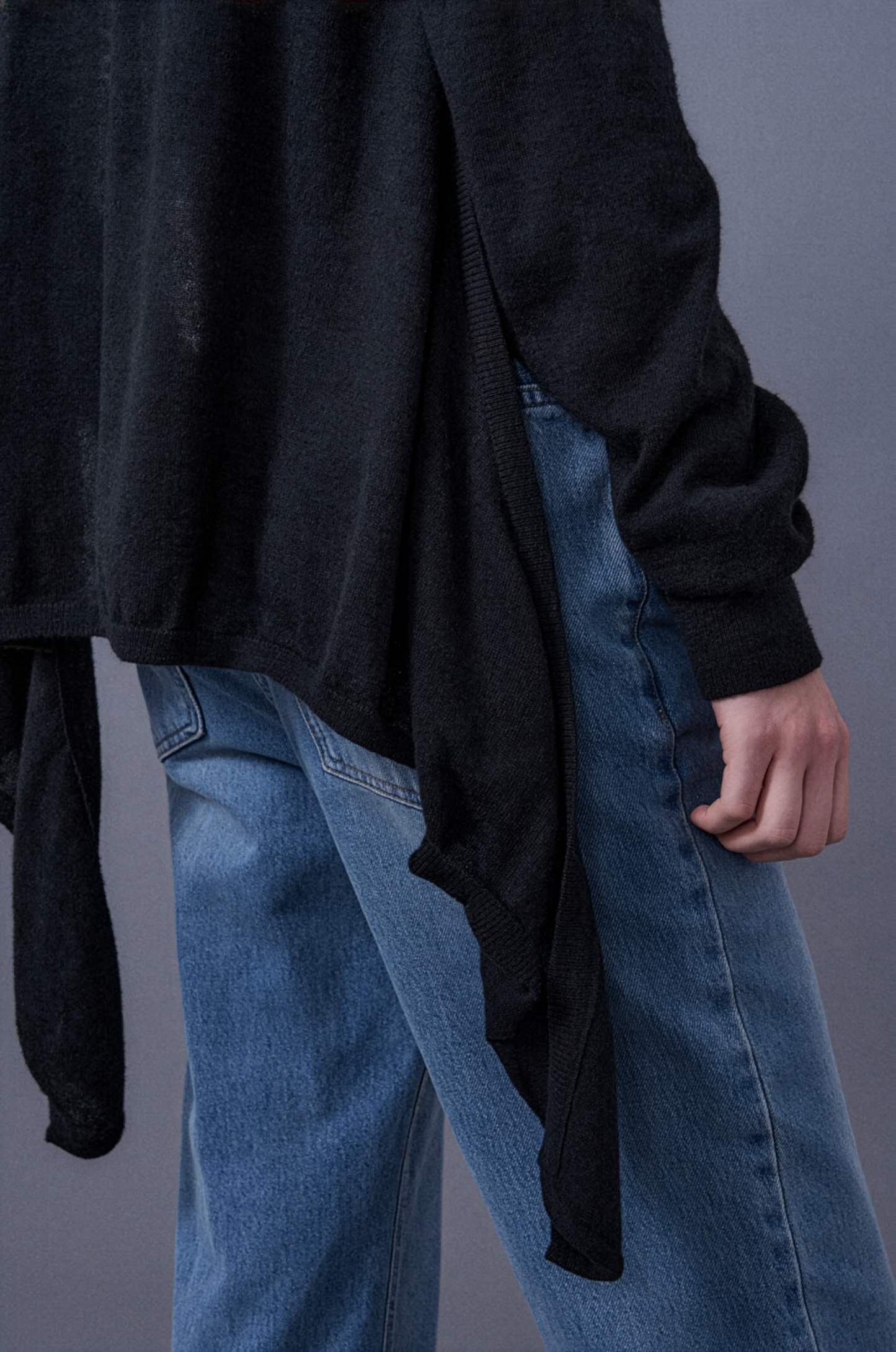 Tied 2-Way Sheer Knit Top