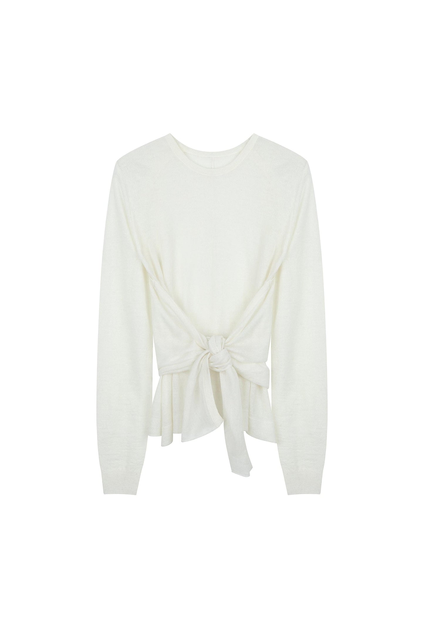 Tied 2-Way Sheer Knit Top