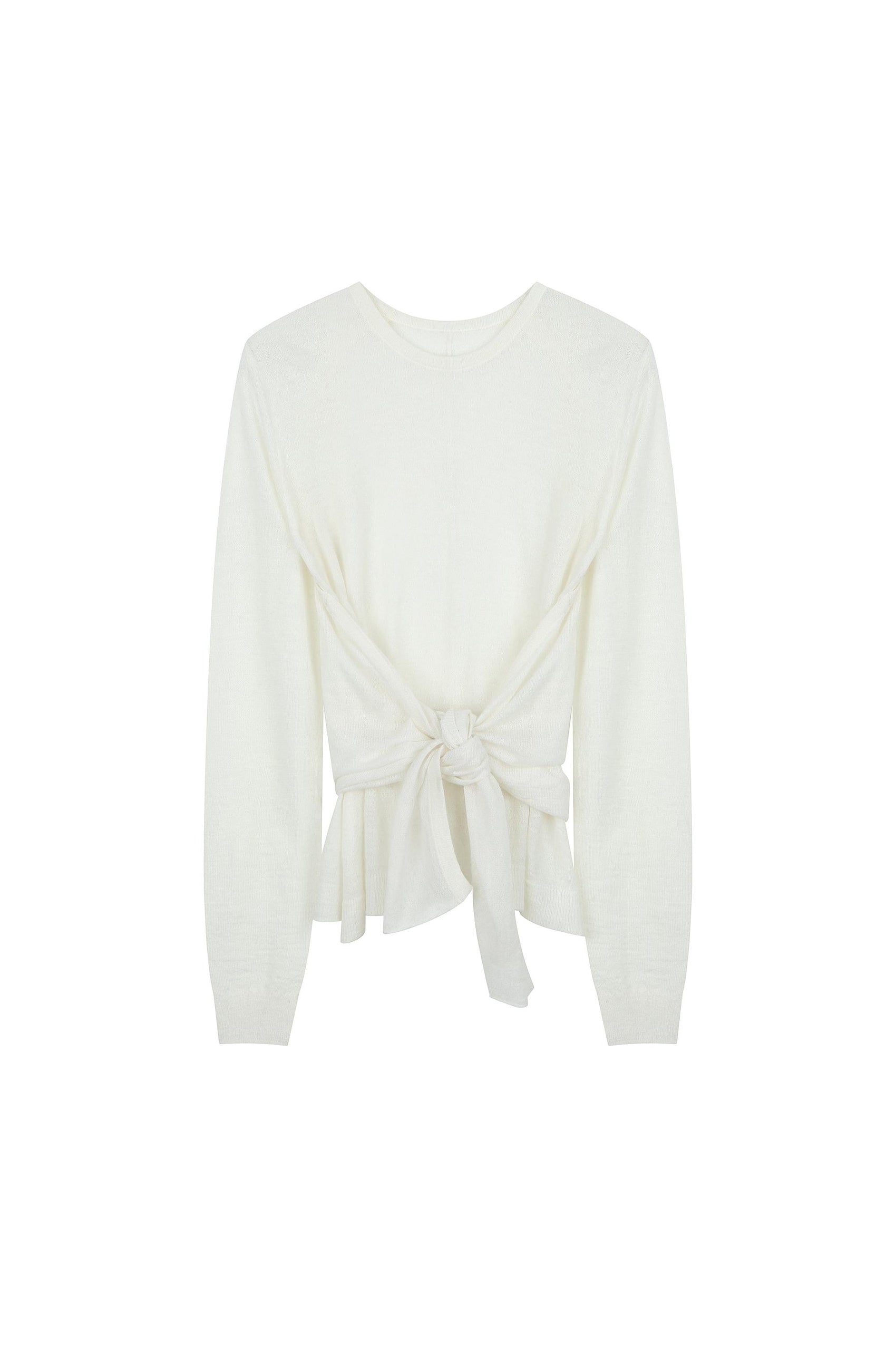 Tied 2-Way Sheer Knit Top