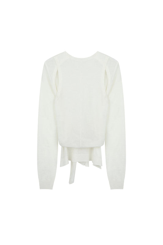 Tied 2-Way Sheer Knit Top