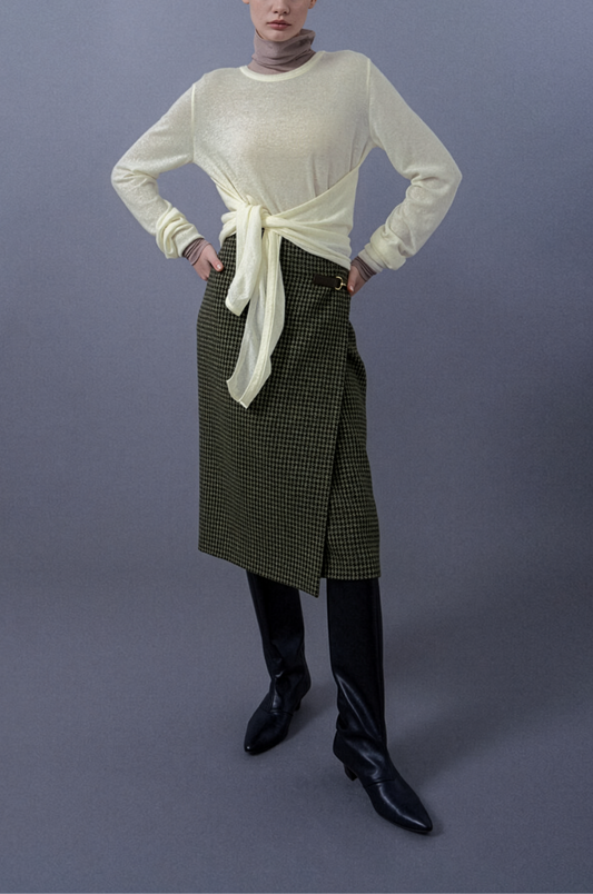 Tied 2-Way Sheer Knit Top