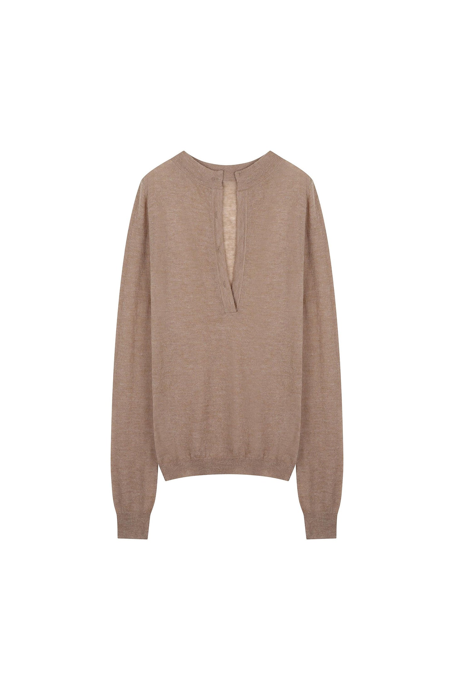 2-Way Sheer Polo Knit Top
