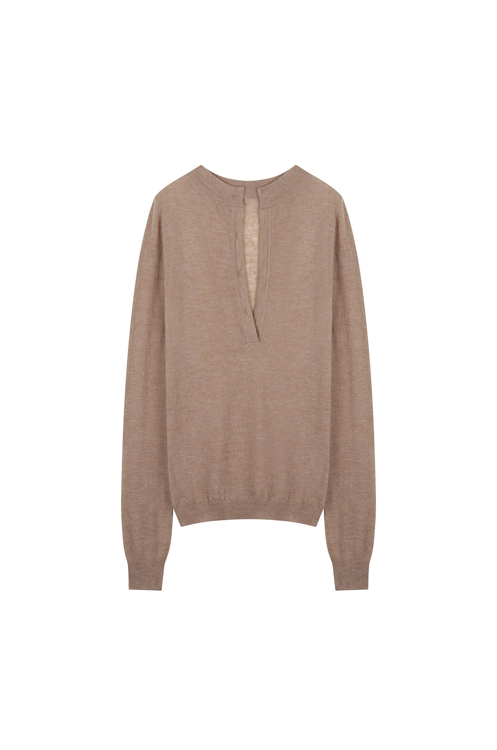 2-Way Sheer Polo Knit Top