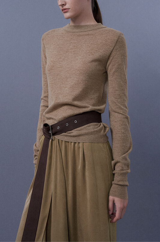 2-Way Sheer Polo Knit Top