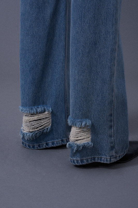 Twisted Hem Point Denim Pants