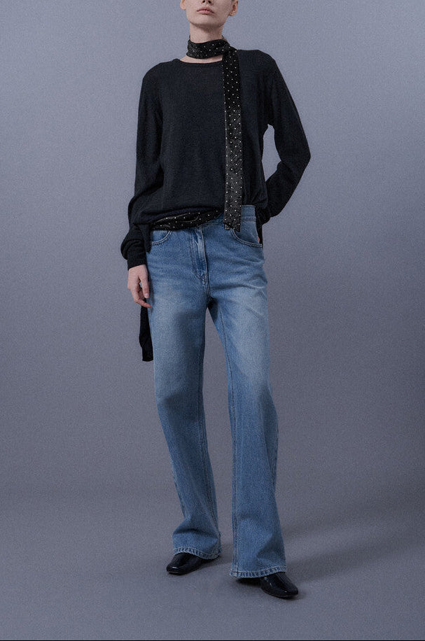 Twisted Hem Point Denim Pants