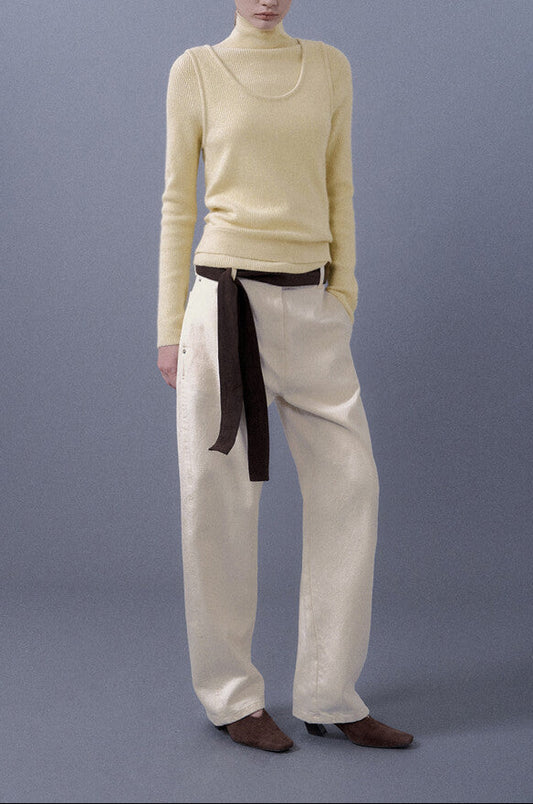 Curved Silhouett Denim Pants