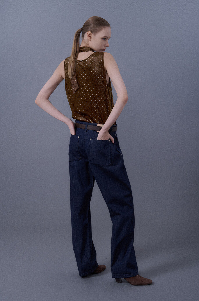 Curved Silhouett Denim Pants