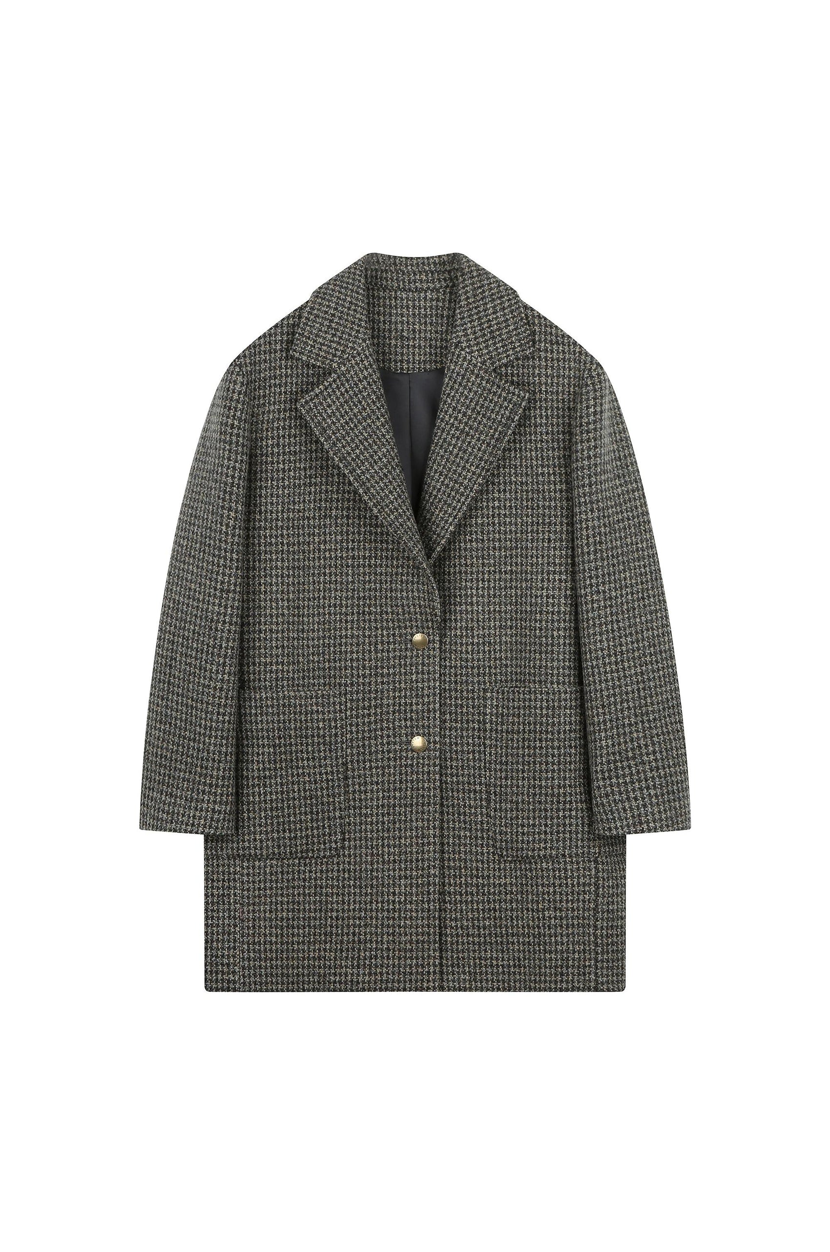 Checkered Midi-Cut Coat