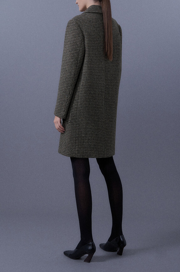 Checkered Midi-Cut Coat