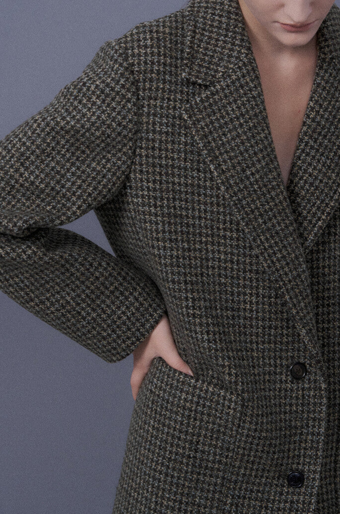 Checkered Midi-Cut Coat