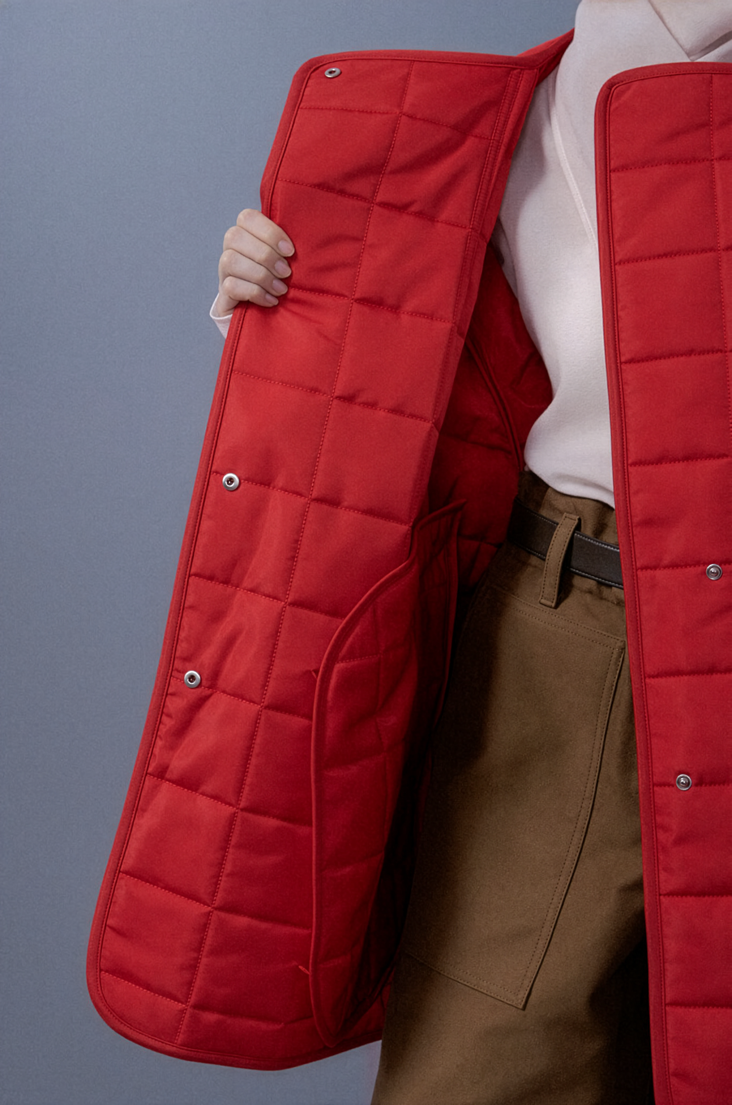 Quilted Square Neck Coat