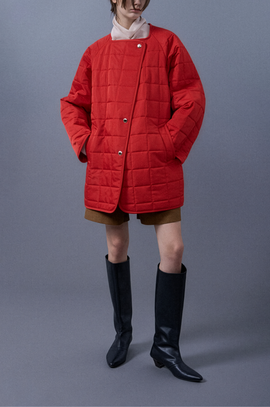 Quilted Square Neck Coat