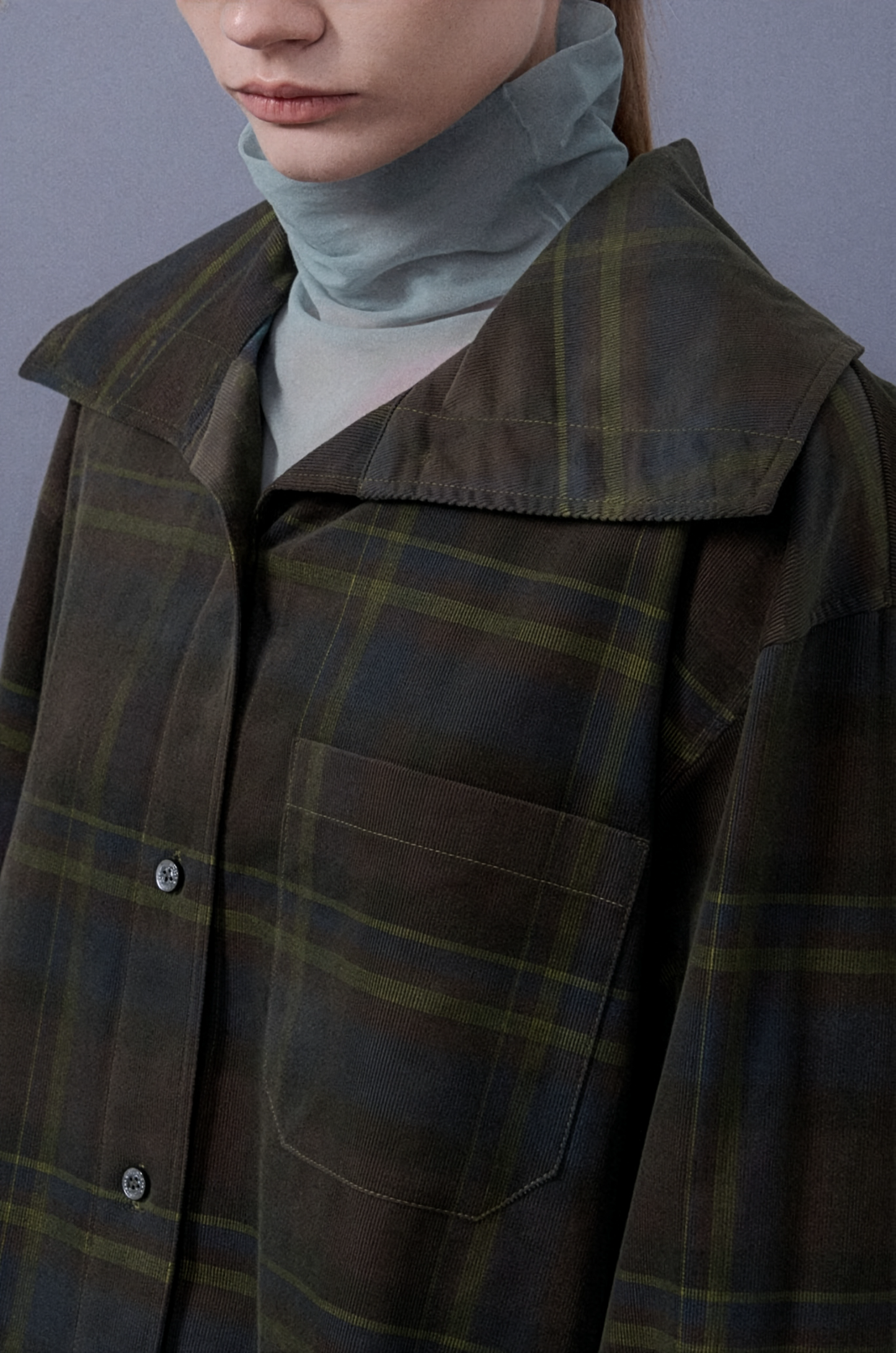 Checkered High-Neck Shirt