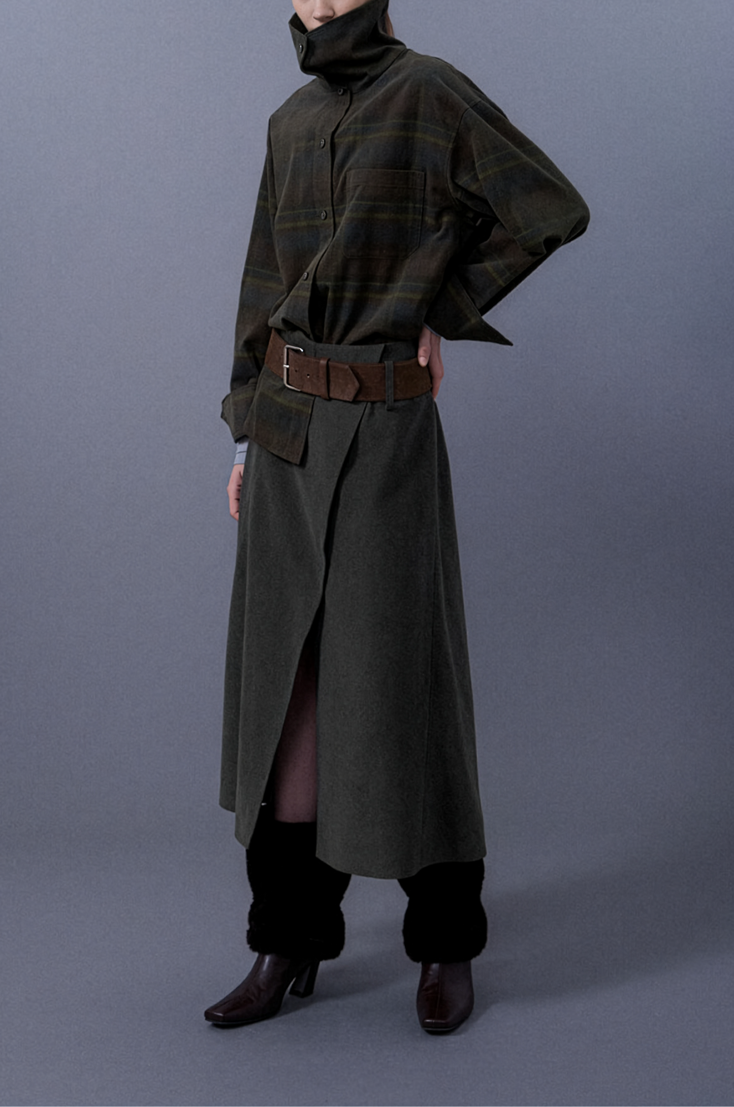 Checkered High-Neck Shirt