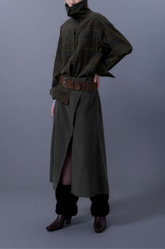 Checkered High-Neck Shirt