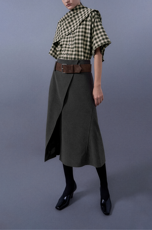 Fluid Drapery Checkered Shirt