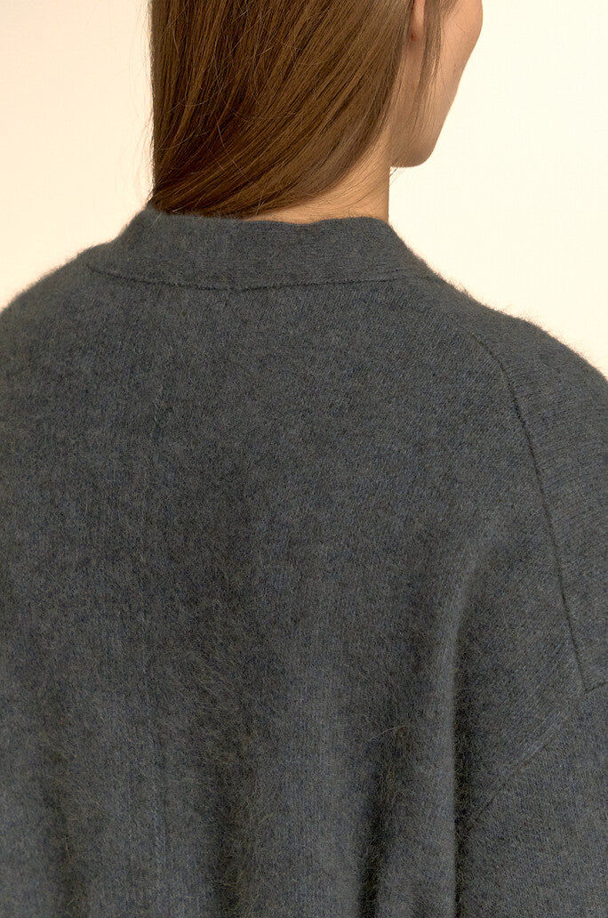 Hooded Scarf-Layered Long Cardigan Coat