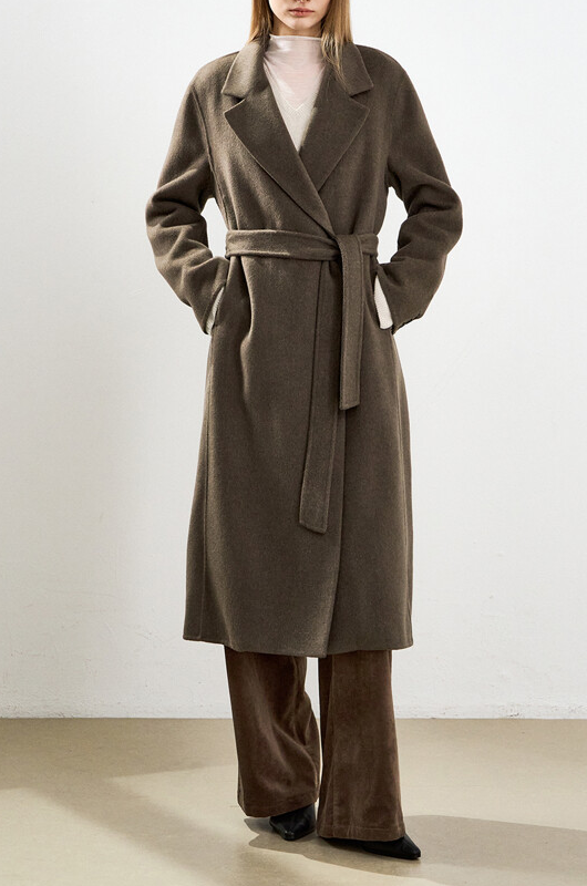 Cashmere-Blend Belted Long Coat