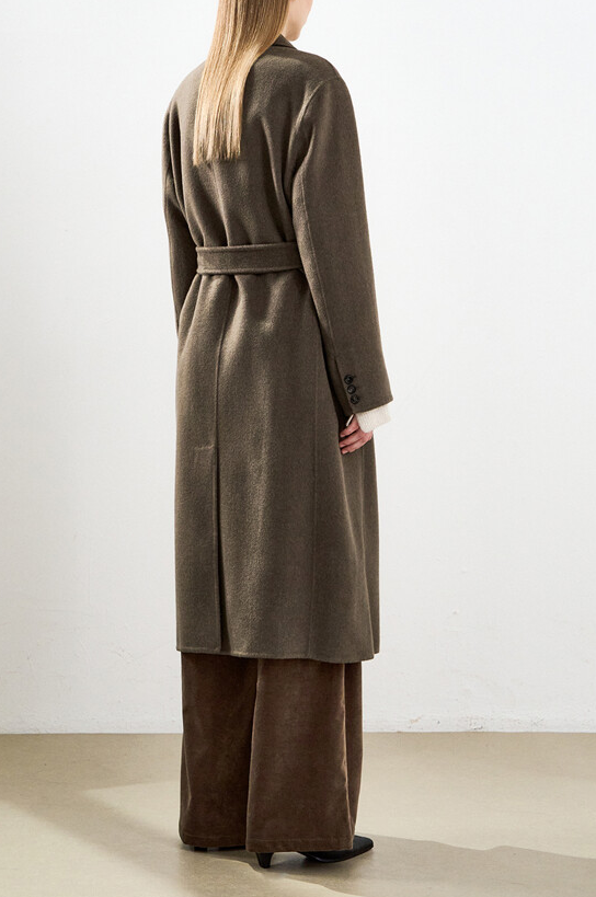 Cashmere-Blend Belted Long Coat