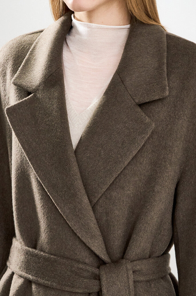 Cashmere-Blend Belted Long Coat