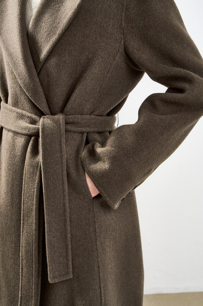 Cashmere-Blend Belted Long Coat