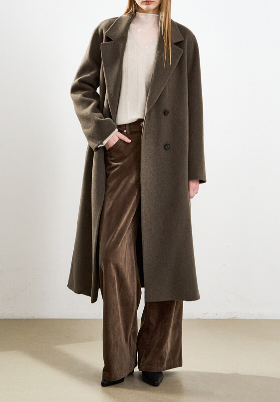 Cashmere-Blend Belted Long Coat