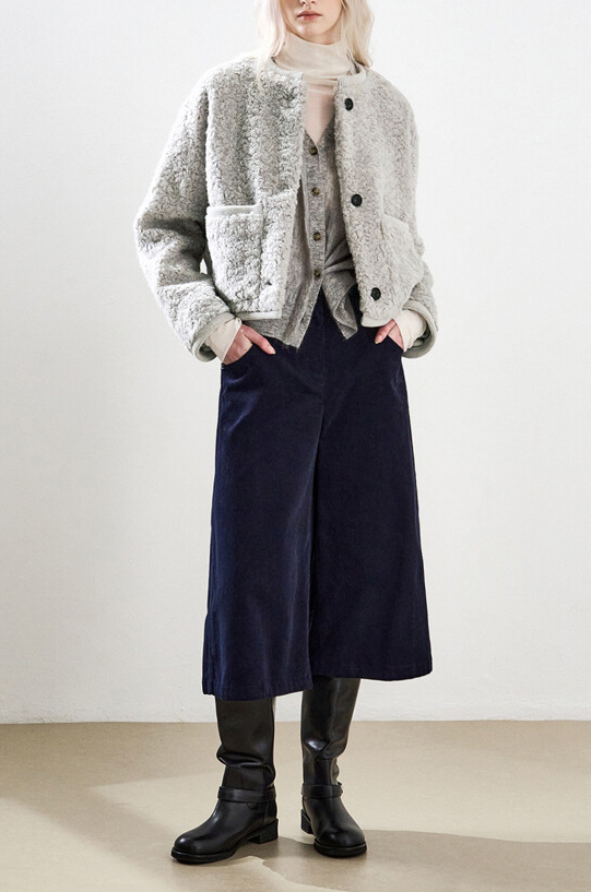 Bouclé Round-Neck Pocket Jacket