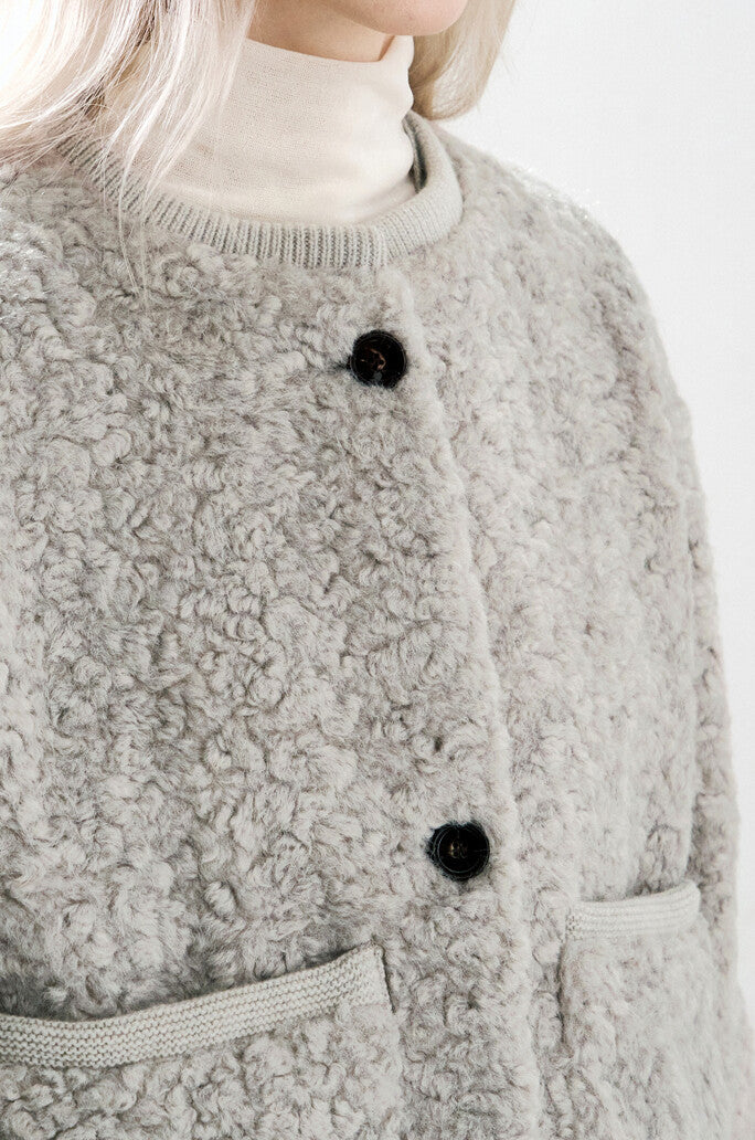 Bouclé Round-Neck Pocket Jacket