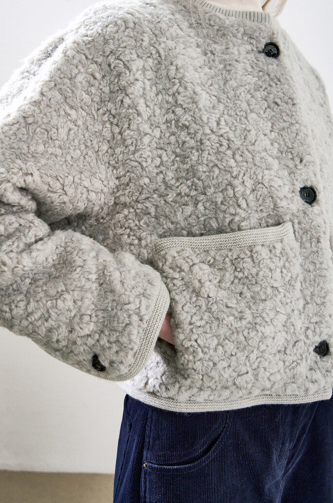 Bouclé Round-Neck Pocket Jacket