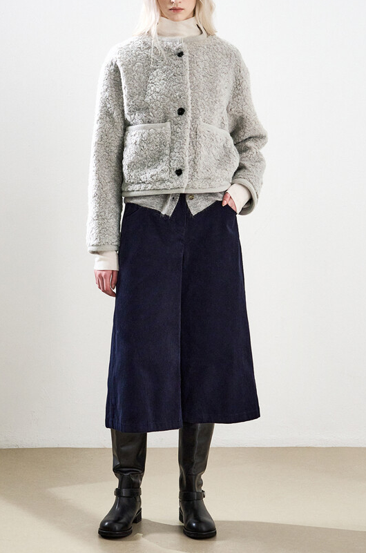 Bouclé Round-Neck Pocket Jacket