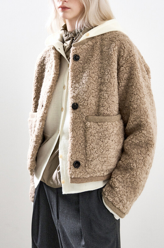 Bouclé Round-Neck Pocket Jacket