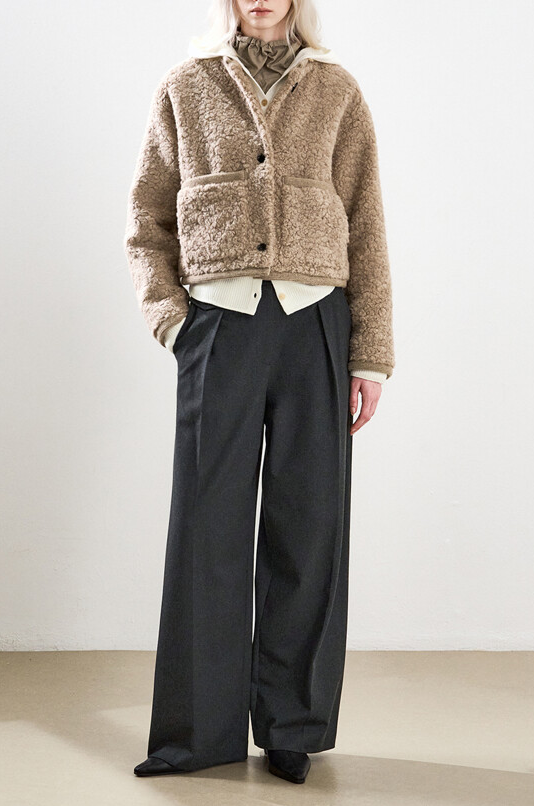 Bouclé Round-Neck Pocket Jacket