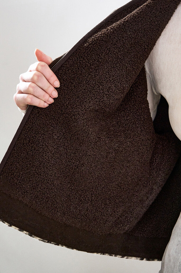 Leopard-Trim Zip-Up Jacket