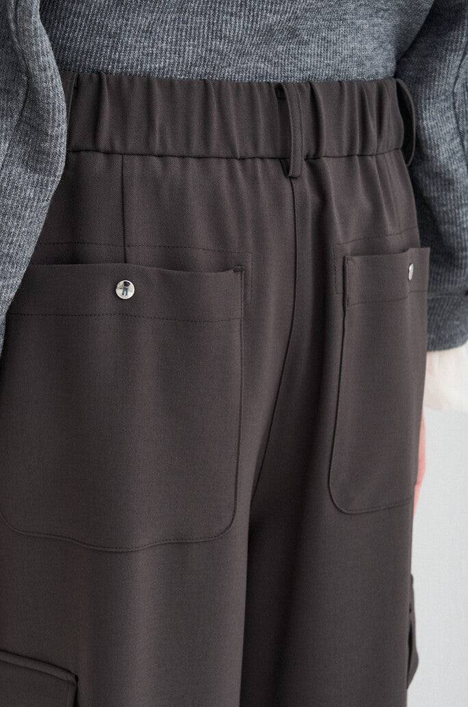 One-Tuck Drawstring Wide Cargo Pants