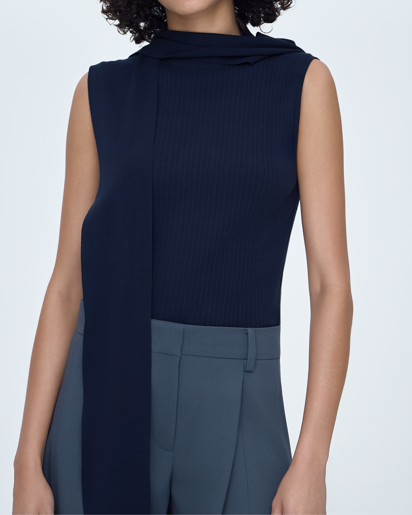 Scarf-Tie Sleeveless Knit Top