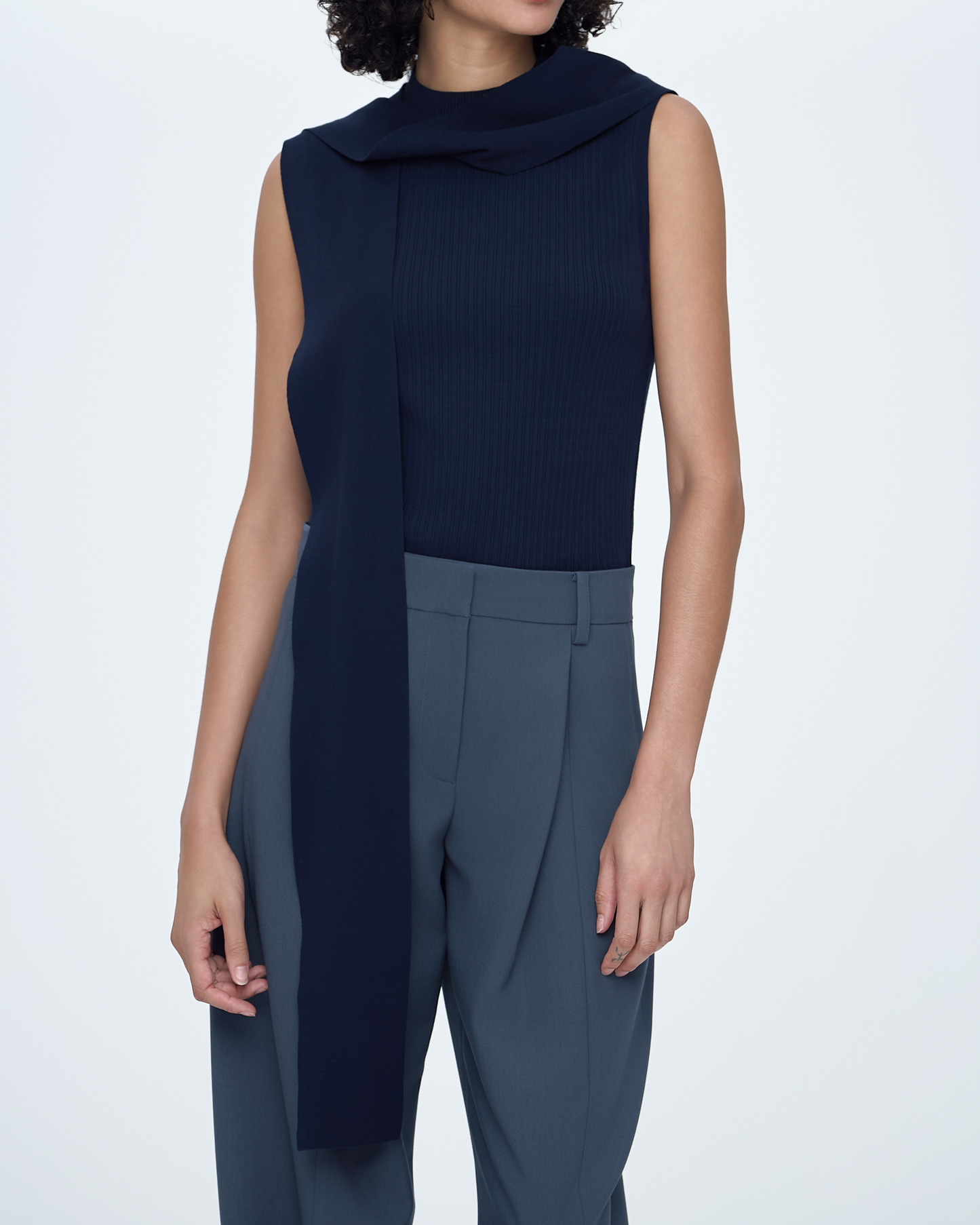 Scarf-Tie Sleeveless Knit Top