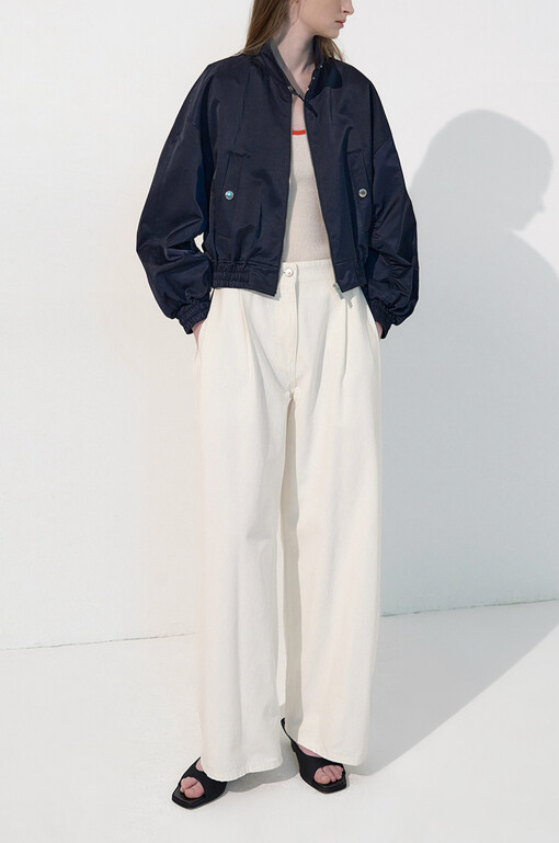 Wide-Fit Fluid Denim Pants