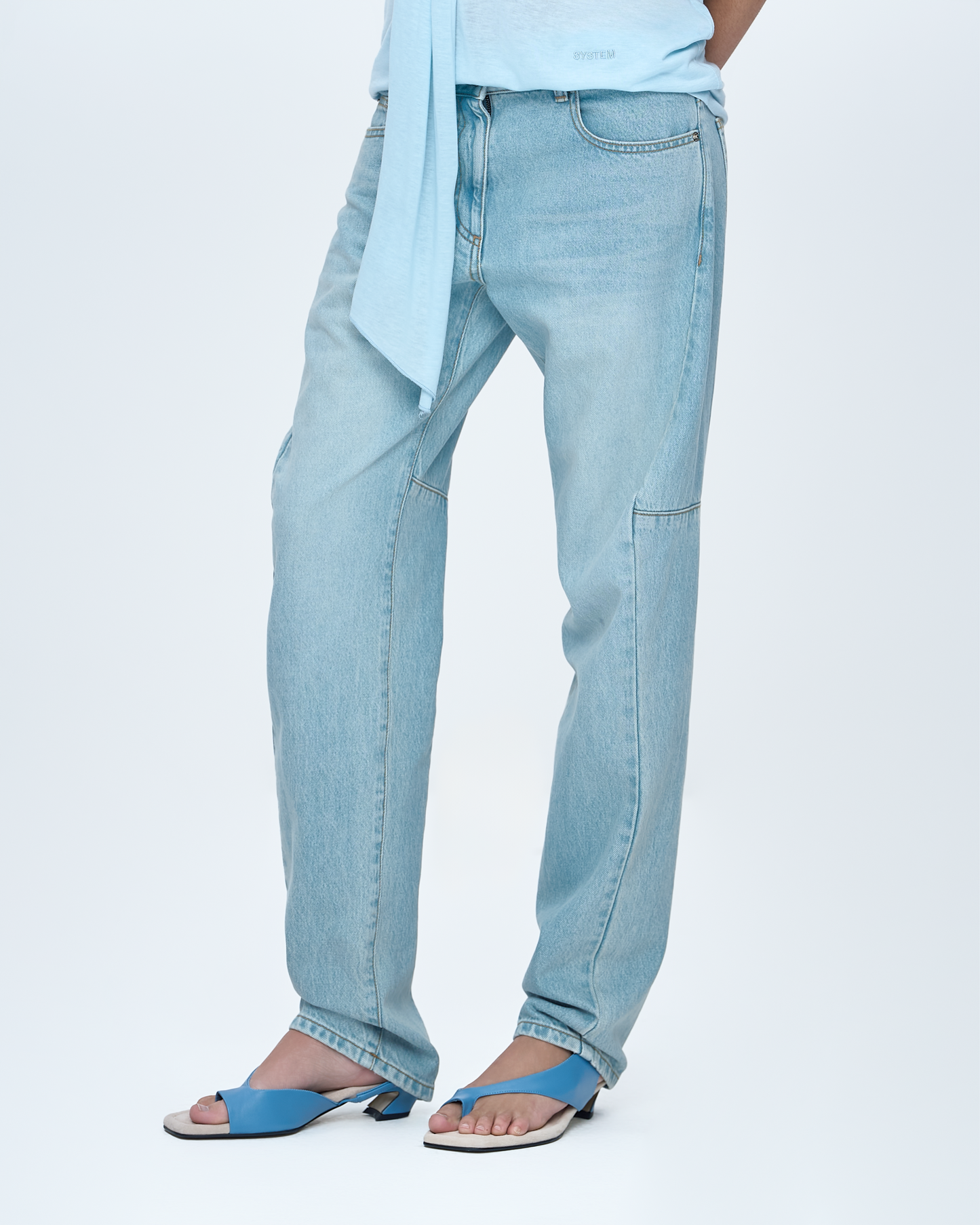 Ice-Washed Straight Denim Pants