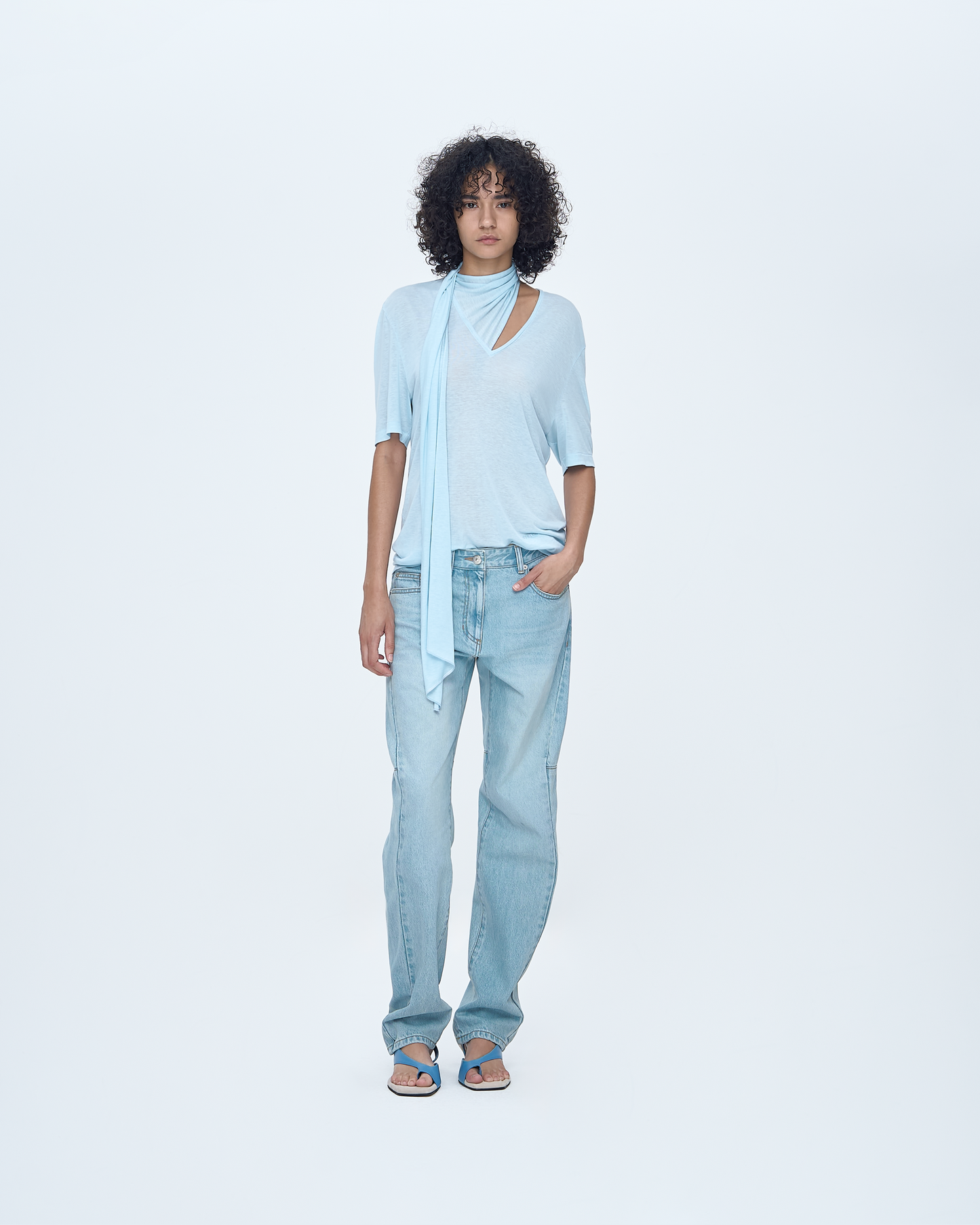 Ice-Washed Straight Denim Pants