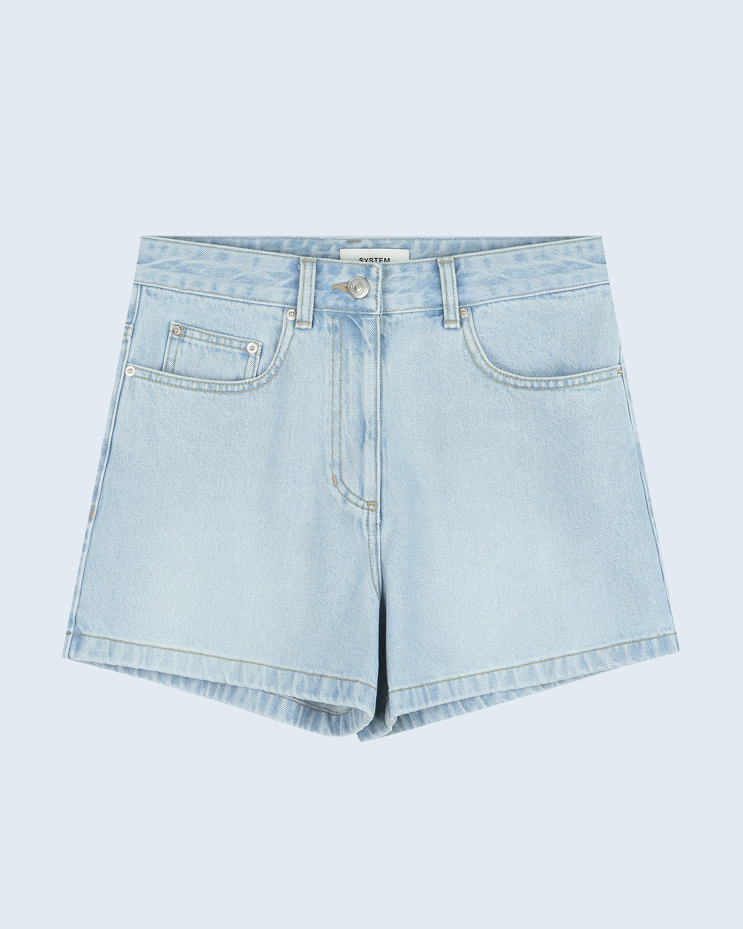 Ice-Washed Denim Shorts