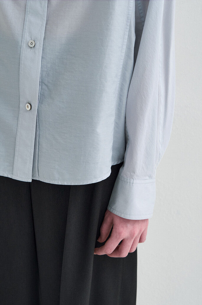 Scarf-Panel Stand Collar Blouse