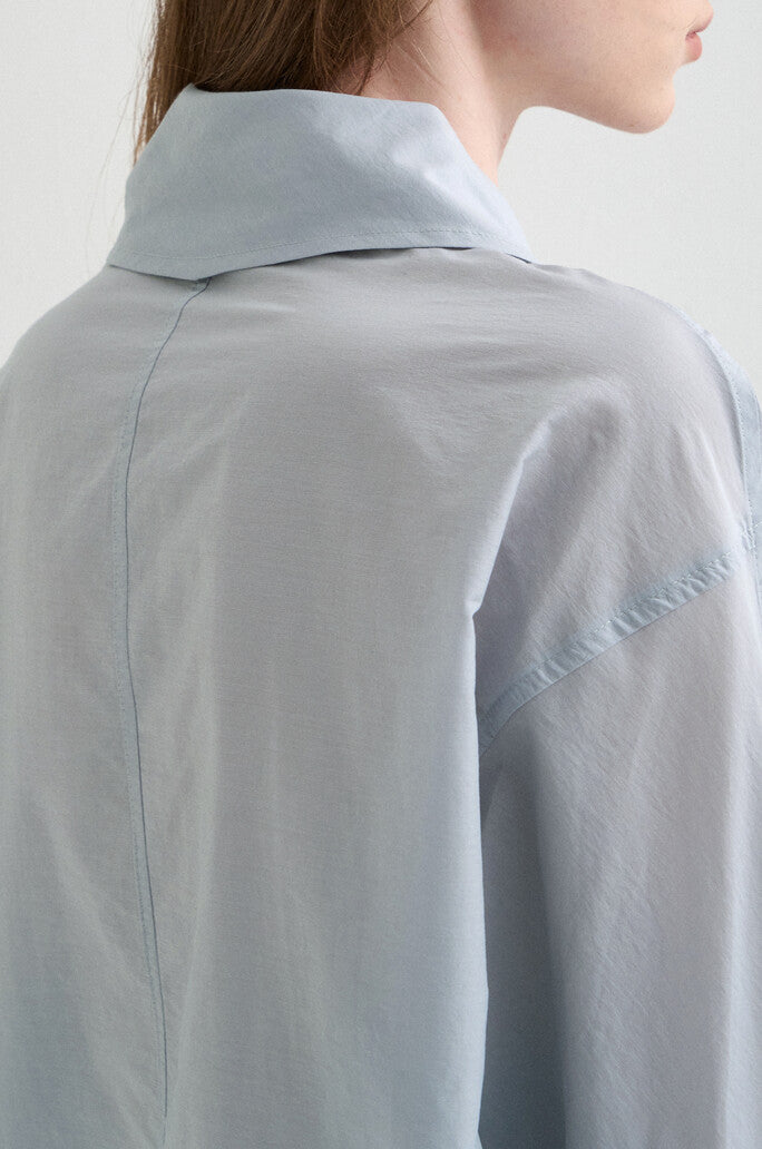 Scarf-Panel Stand Collar Blouse